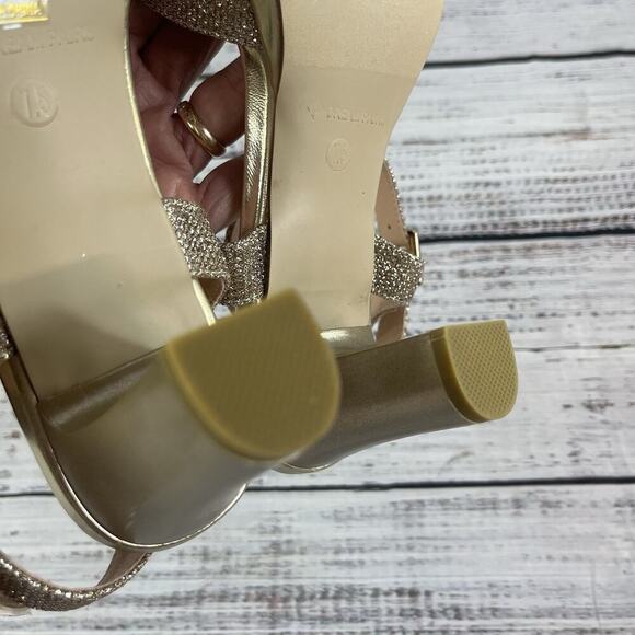 Dream Pairs Heels Pumps Shoes sz 7.5 Gold Sparkles Wedding Cocktail Evening - Picture 11 of 11